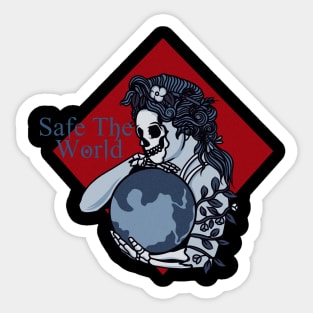 SAFE THE WORLD, Band Merchandise, Skull Design, Skate Design Sticker